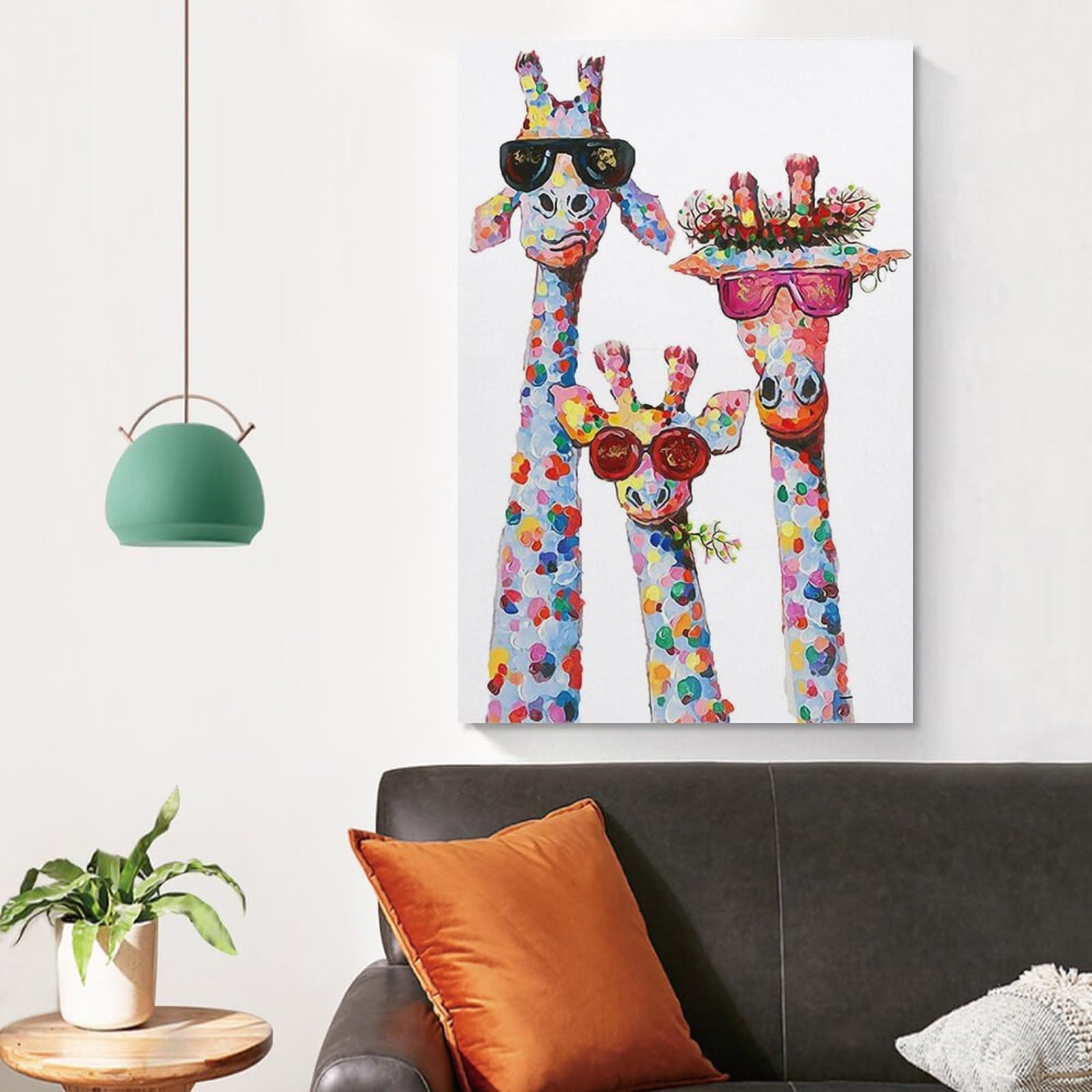 Amazon.co.jp: バンクシー 絵画メガネをかけたキリン一家 アートパネル